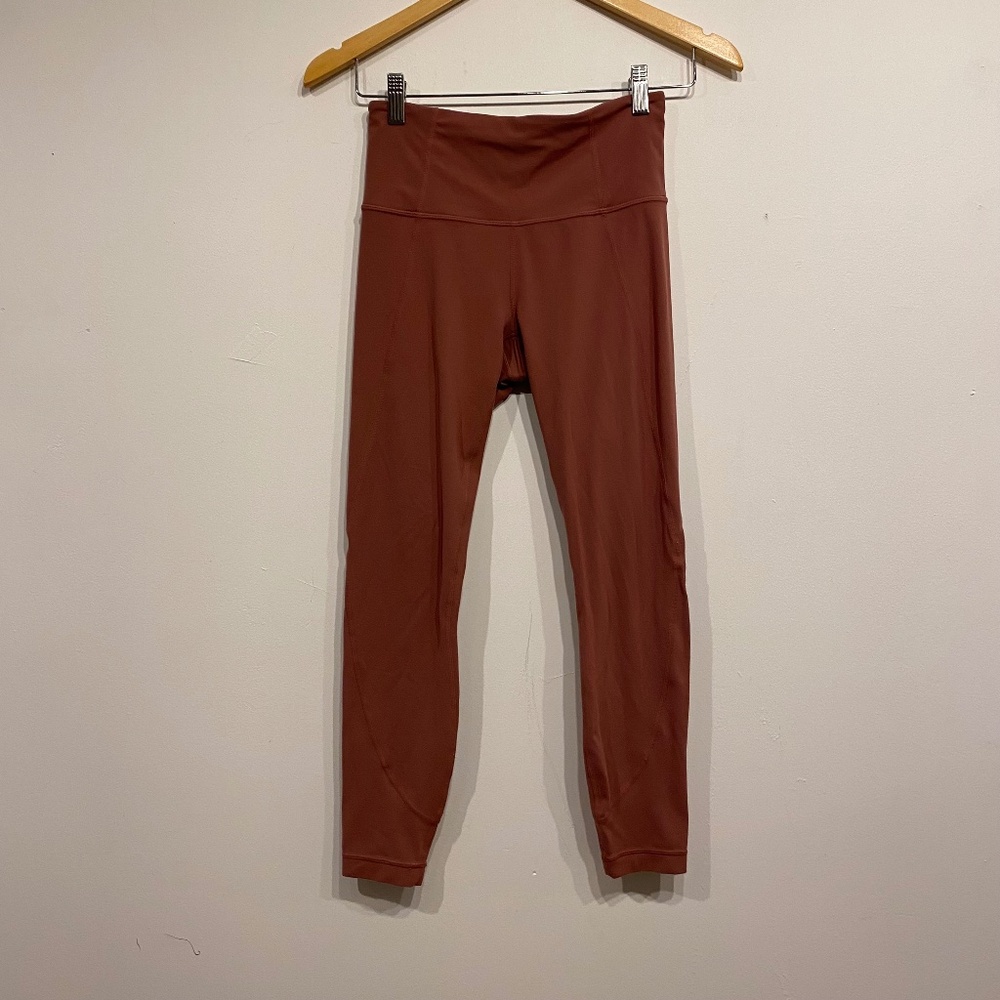 Athleta High Waisted 7/8 Leggings Terracotta Rust Yoga Pants Womens Small